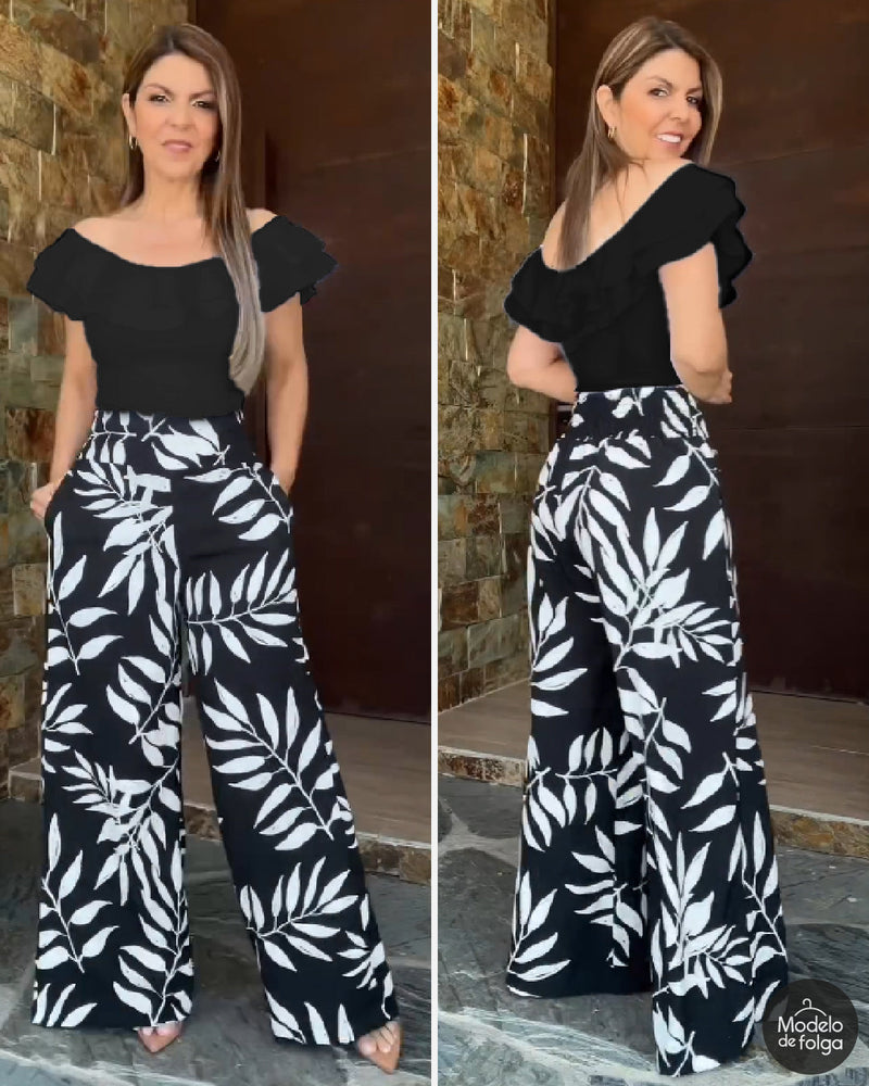 2 Conjuntos Blusa + Calça Pantalona Leona [PROMOÇÃO IMPERDÍVEL]